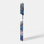 Abstrakte blaue und Lila Alkoholtink Glitzern iPhone Hülle (Rechte Seite)