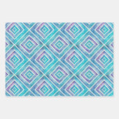 Abstrakte, blaue und lila geometrische Kacheln Geschenkpapier Set (Vorderseite)