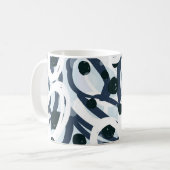 Abstrakte blaue und marinebürste Pinselstriche Kaffeetasse (Vorderseite Links)