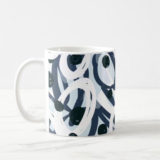 Abstrakte blaue und marinebürste Pinselstriche Kaffeetasse (Links)