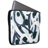 Abstrakte blaue und marinebürste Pinselstriche Laptopschutzhülle (Vorne Rechts)