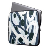 Abstrakte blaue und marinebürste Pinselstriche Laptopschutzhülle (Vorderseite Links)