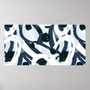 Abstrakte blaue und marinebürste Pinselstriche Poster