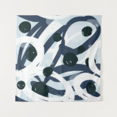 Abstrakte blaue und marinebürste Pinselstriche Wandteppich (Vorderseite (Horizontal))