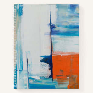 Abstrakte Blaue und Orange Moderne Kunst Notizblock