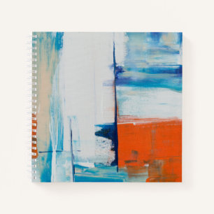Abstrakte Blaue und Orange Moderne Kunst Notizblock
