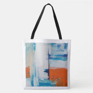 Abstrakte Blaue und Orange Moderne Kunst Tasche