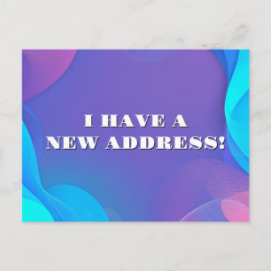 Abstrakte blaue und rosa Wellen Neue Adresse Postkarte