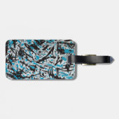 Abstrakte blaue und schwarze Pinselstriche Gepäckanhänger (Rückseite horizontal)