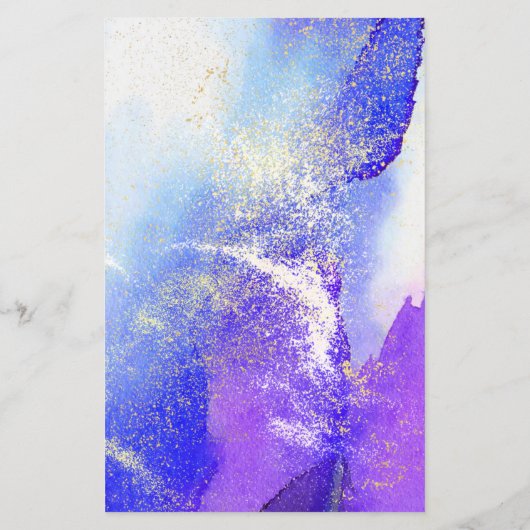Abstrakte blaue Wasserfarbe mit Imitaten Goldstaub Flyer (Hinten)