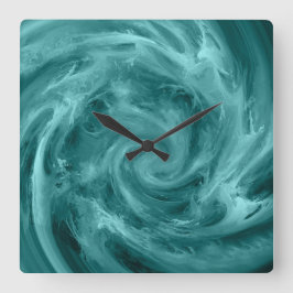 Abstrakte blaue Wasserwirbel-Malachit-Kunst Quadratische Wanduhr