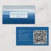 Abstrakte blaue Waves QR Code Business Card Minima Visitenkarte (Vorne/Hinten)