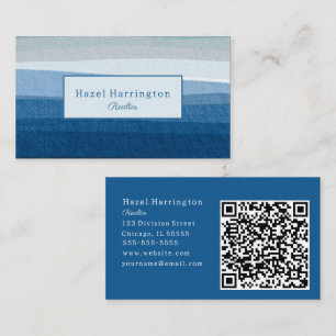 Abstrakte blaue Waves QR Code Business Card Minima Visitenkarte