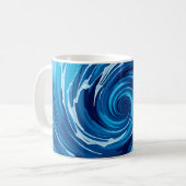 Abstrakte blaue Wellen Kaffeetasse (Vorderseite Links)