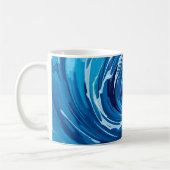 Abstrakte blaue Wellen Kaffeetasse (Links)
