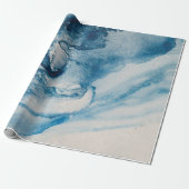 Abstrakte Blaue Wellen oder Wolken auf Creme Geschenkpapier (Ungerollt)