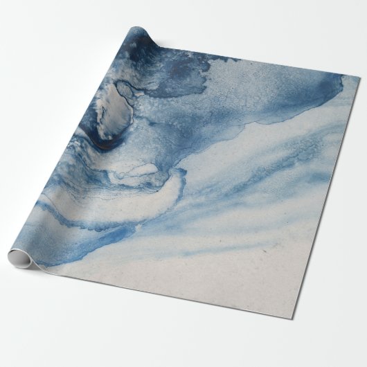 Abstrakte Blaue Wellen oder Wolken auf Creme Geschenkpapier (Ungerollt)
