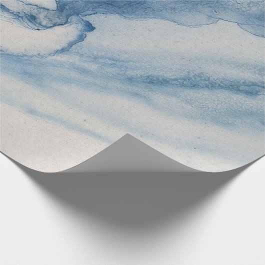 Abstrakte Blaue Wellen oder Wolken auf Creme Geschenkpapier (Ecke)