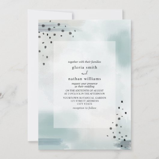 Abstrakte Blauer Graufarben  Hochzeit Einladung (Vorderseite)