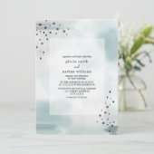 Abstrakte Blauer Graufarben  Hochzeit Einladung (Stehend Vorderseite)