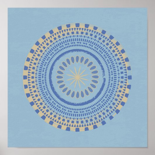 Abstrakte Blauer und Blauer Tan-Circle-Design Poster (Vorne)