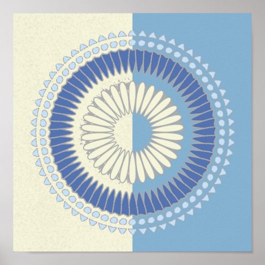 Abstrakte Blauer und Creme-Circle-Design Poster (Vorne)