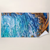 Abstrakte Blauer und Goldmedaillengewölbe Strandtuch (Vorderseite)