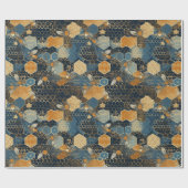 Abstrakte Blauer und Goldwabenrüben Geschenkpapier (Flach)