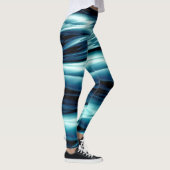 Abstrakte blaues Wasser-Wellen Leggings (Rechts)