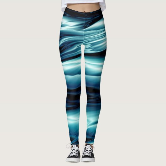Abstrakte blaues Wasser-Wellen Leggings (Vorderseite)