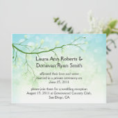 Abstrakte blaugrüne Blätter nach Hochzeit Einladung (Stehend Vorderseite)