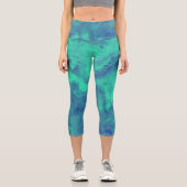 Abstrakte blaugrüne Diffusion Capri-Leggings Capri Leggings (Vorderseite)