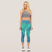 Abstrakte blaugrüne Diffusion Capri-Leggings Capri Leggings (Vorderseite)