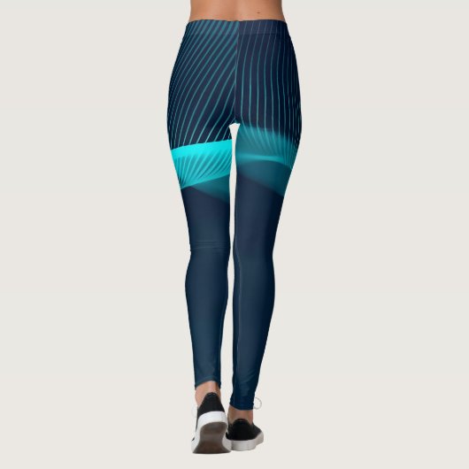 Abstrakte blaugrüne Strömungsdynamik Leggings (Rückseite)