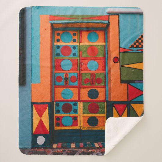 ABSTRAKTE BLAUROS UND GELBEN SHERPADECKE (Vorderseite)