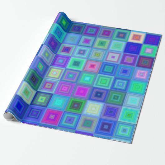 Abstrakte, blaurosa Boxen Retrowappapier Geschenkpapier (Ungerollt)