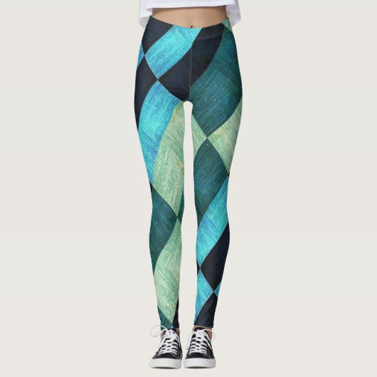 Abstrakte Blautöne Leggings (Vorderseite)