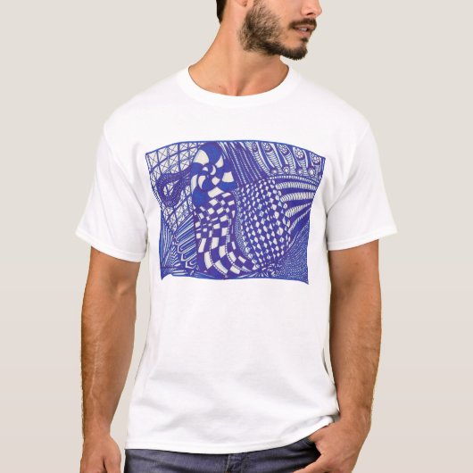 abstrakte, blauweiße zeichnend Shirts (Vorderseite)