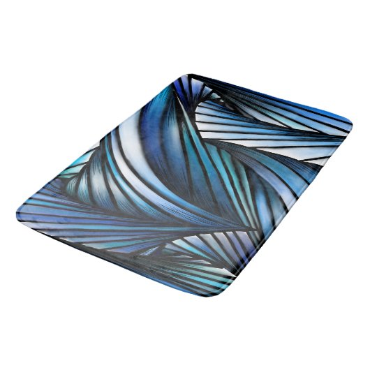 Abstrakte Blauwelle Badematte (Schrägansicht)