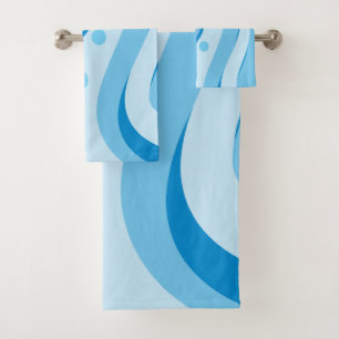 Abstrakte Blauwellen Badhandtuch Set