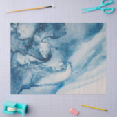 Abstrakte Blauwellen oder Wolken auf Cremedekoupag Seidenpapier (Basteln)