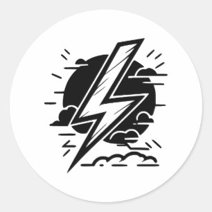 Abstrakte Blitzkunst in BW Runder Aufkleber