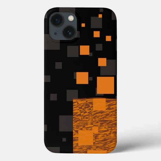 Abstrakte Blöcke in schwarz-orangefarbenen, braune Case-Mate iPhone Hülle (Rückseite)