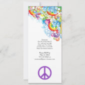 Abstrakte Bloral Lila Peace Sign Post Hochzeit Einladung (Rückseite)