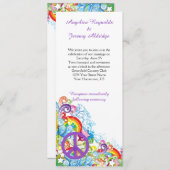 Abstrakte Bloral Lila Peace Sign Post Hochzeit Einladung (Vorne/Hinten)