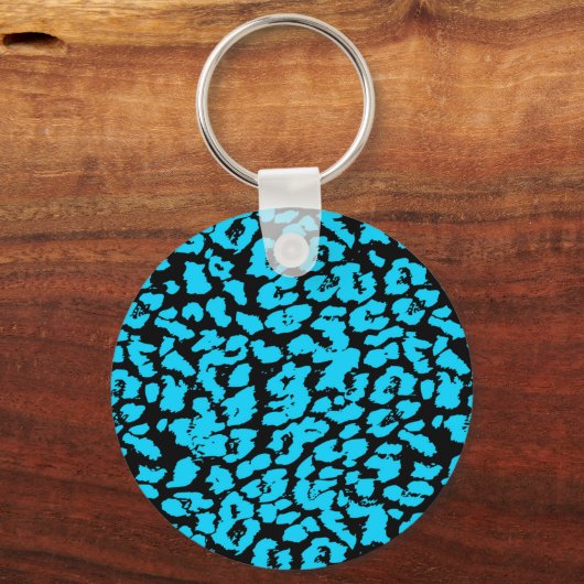 Abstrakte Blue Animal Spots Schlüsselanhänger (Vorderseite)