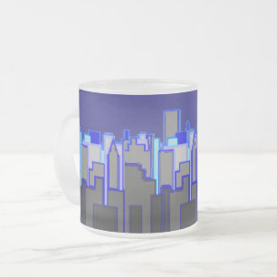 Abstrakte Blue City Skyline Kunst Mattglastasse