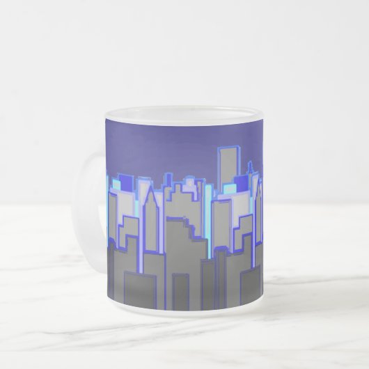Abstrakte Blue City Skyline Kunst Mattglastasse (Vorderseite Links)