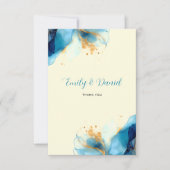 Abstrakte Blue & Gold Watercolor Hochzeit Dankeskarte (Vorderseite)