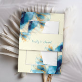 Abstrakte Blue & Gold Watercolor Hochzeit Einladungsbanderole